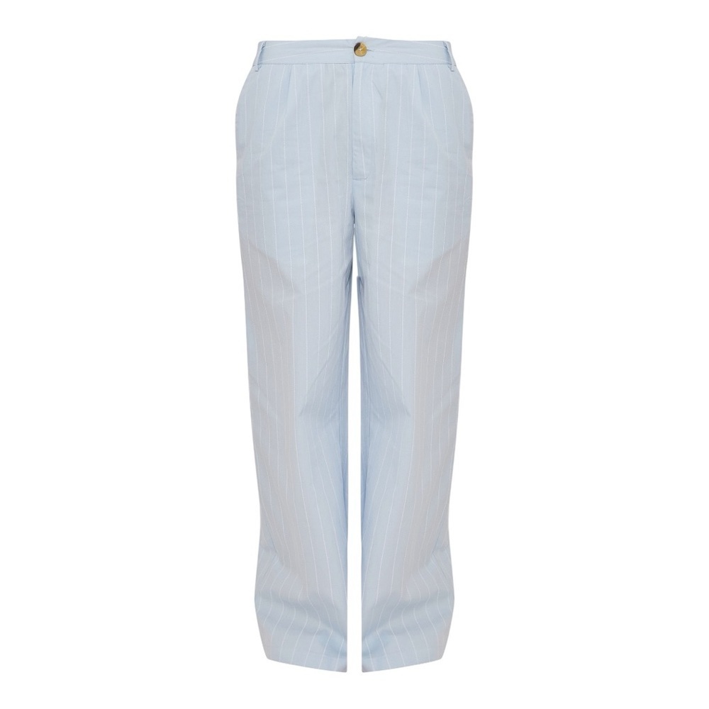 PrettyLittleThing Blue Poplin Pinstripe Tailored Wide-Leg Trousers – US 4 (NWT)